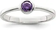 [JewelryWeb] 925 Sterling Silver Polished Purple Round Bezel CZ Simulated Diamond Ring Band Style-Ring for Women
