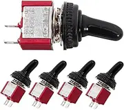 COSMEVIVI 5X On/Off Toggles Waterproof Cover Red Mini Small Toggle Switches 120vac 5a 250vac 2a Long-Lasting Design