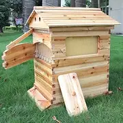Galbuiska Auto Beehive Frame Beehive kit, with 7pcs Food Grade Auto Super box Plastic Foundations, 1 Super box, 1 Key, Suitable Beekeeper Starter(Unassembled)