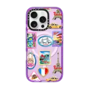 iPhone 16 Pro Impact Case MagSafe Compatible Vintage Luggage Stickers