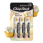 ChapStick Matte Limited Edition Lip Balm with Beeswax, Cake Batter, 3-Pack