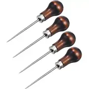 4 Pack Awl Tool Gourd Shape Wooden Handle Scratch Awl Tool Pin Punching for L...