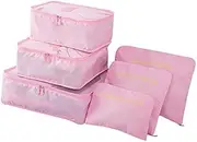 [Go2buy Australia] Go2buy 6pcs Travel Luggage Organizer Set Backpack Storage Pouches Suitcase Packing Bags (Pink)