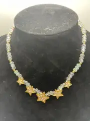 Kirks Folly 5 Gold Tone Crystal Star VTG Whimsical Dreamstone 18”Necklace NIB
