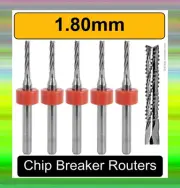 1.8mm Chip-Breaker Carbide Router Bits 5 Pieces Fish Tail 1/8" Shaft 1.80 R161