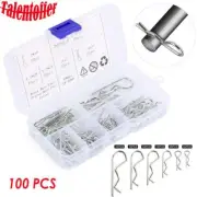 100Pcs R Clips Split Pins Assortment Kit Disc Caliper Pin R Clip Cotter Pins