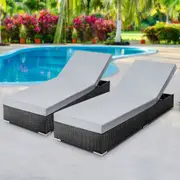 2x Gardeon Sun Lounge Wicker Lounger Outdoor Furniture Day Bed Adjustable Rattan Garden