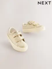 Gold Wide Fit (G) Chunky Trainers With Touch Fastening (E99684) | $35 - $39
