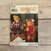 Simplicity 8265 Sewing Pattern Stuffed Plush Bears Boy Girl Clothing UNCUT