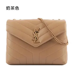 YSL LOU LOU V紋金鍊小牛皮斜背包(任選) 494699 DV727