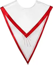 [IvyRobes] V Shape Confirmation Stole Descending Dove Embroidery Confirmation Stoles White with Red Trim, Red, One Size