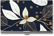 [VFMKT] Slim Metal Business Card Holder Portable Business Card Case Pocket Name Card Holder Leaves And Berries Wallet for Men Women Office Travel, style, One Size