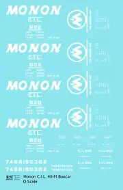 K4 O Scale Decals Monon (CIL) 40 Ft Boxcar White Underline Round Herald