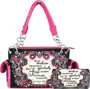 [WESTERN ORIGIN] Embroidered Bible Verse 2 Corinthians 12:9 Purse Scripture Western Handbag Women Shoulder Bags Wallet Set