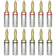 Banana Plugs 6 Pairs 24K Gold Plated Screw Lock Audio Speaker Plug Connectors...