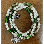 New Triple Bead Stretch Bracelet 3pc Crystals Charm Gemstone Tree of Life Star