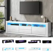 Oikiture TV Cabinet Entertainment Unit Stand LED RGB Gloss Storage Furniture