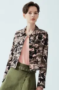 在飛比找Yahoo!奇摩拍賣優惠-SO NICE 2022 粉色迷彩短版薄外套