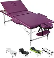 Zenses Massage Table Violet 75cm Portable Aluminium, Massages Therapy Bed Headrest Chairs, Folding 3 Fold Beauty Spa Waxing Bounes Cover Covers Carry Bag