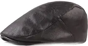[Idopy] Men's Classic Faux Leather PU Driving Ivy Hat Fishing Golf Beret Newsboy Flat Cap Cabbie