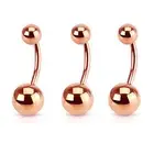 3 pcs ROSE GOLD TITANIUM STAINLESS STEEL BELLY BUTTON NAVEL RING CURVED BARBELLS