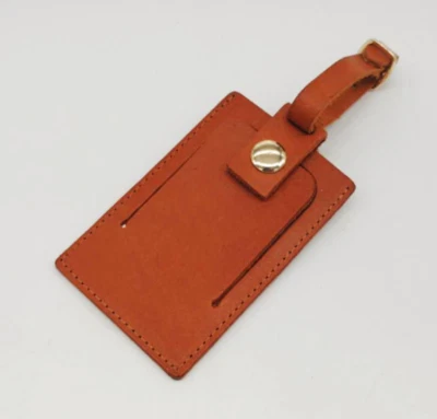 cow Leather travel luggage baggage ID name card tag case holder bag orange 837