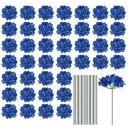 Silk Hydrangea Flowers, Dark Blue Artificial Flowers for Wedding 30 Set