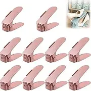 Shoe Slots Organizer, Double Layer Free Standing Shoe Rack, Adjustable Double Layer Stack Shoe Rack, Adjustable Shoe Stacker Space Saver, Shoe Stackers For A Pair Of Shoes (10 Pcs,Pink)