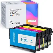 4 Pack Ink Cartridge 812XL Compatible with Epson Workforce Pro WF-3820 WF-3825 WF-4830 WF-4835（1BK1C1M1Y