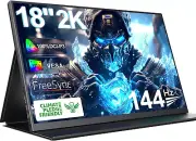 UPERFECT 2K 144Hz Portable Gaming Monitor 18" 2560X1600 QHD 100% DCI-P3 Frees...