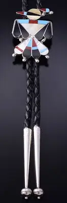 Zuni inlay Thunderbird Bolo Tie by Zuni artist Fabian Cellicion - 4L26R