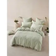 Linen House Majorca Leaf Cotton Bedroom Quilt Cover Set with Pillowcase