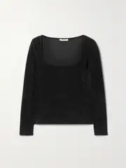 [James Perse] James Perse - Stretch-velvet Top - Black - 2 2 Black