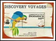 Stamp Dominica 1991 500 th Discovery America Voyages Macaw yvert hb 176