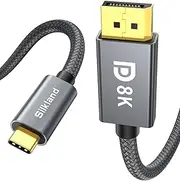 Silkland USB C to Displayport 1.4 Cable 2M, [8K 60Hz, 4K 240Hz] Thunderbolt 4/3 to DisplayPort, Braided Type C to DP 32Gbps, HDCP 2.2, G-Sync, Compatible for MacBook Pro/Air, Odyssey G8/G9, iPad, XPS