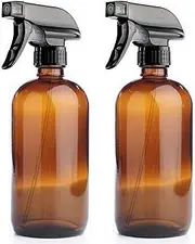 500ml Amber Glass Spray Bottles with Chalk Labels, Heavy Duty Mist & Stream 3-Setting Sprayer, Perfect for Essential Oils (2 Caps, 1 Extra Sprayer, 2 Funnels Included) - 2 Pack