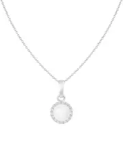 Splendid Pearls Silver 6.5-7mm Pearl CZ Set