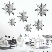3D Silver Snowflake Paper Hanging Ornaments 6pk