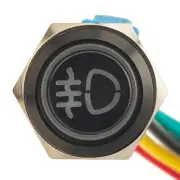 APS Illuminated Metal Latching Push Button Switch - Black, Front Fog Lights