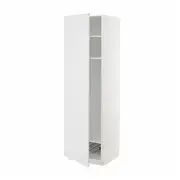 METOD high cabinet w shelves/wire basket, white/Stensund white, 60x60x200 cm
