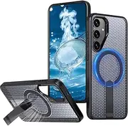 [RUNGOS] for Samsung A55 Case MagSafe with Stand (Honeycomb Design Cooling) [Charging While Standing & Stable Magnetic] [12Ft Drop Tested] Shockproof Cover for Samsung Galaxy A55 Case 6.6''