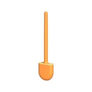 Toilet Brush Water Leak Proof With base Silicone Wc Flat Head Flexible Soft Bristles Brush with Quick Drying Holder Set - B-Orange