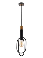 Cambridge TFS 1LT PENDANT 25wE27max H:455 D:165 ANT BLACK/GOLD OVAL SHAPE CABLE:2M