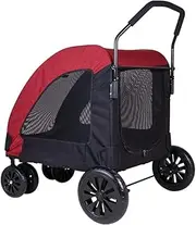 Pet Stroller Dog Stroller Cat Stroller Folding Dog Stroller Breathable Space Waterproof Oxford Cloth Pet Stroller 4 Wheel for Small Medium Dogs Cats Dog Pram Dog Cat(Color:Red)