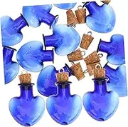 Yardenfun 10 Pack Mini Blue Glass Bottles Small Glass Jars Cork Stoppers for Diy Art Crafts