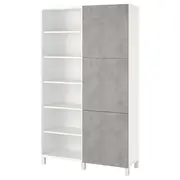 BESTÅ storage combination with doors, white Kallviken/Stubbarp/light grey concrete effect, 120x42x202 cm