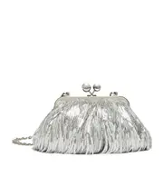 Small Pasticcino Bag with fringes and sequins One size argento