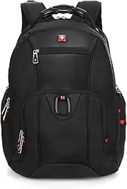 SWISSWIN Swiss Waterproof Business Backpack Travel Backpack College School Backpack Casual Daypack Daily Shoulder Bag SW0809 Black 17 inch Laptop Notebook Backpack for Men Womens Boys Girls…
