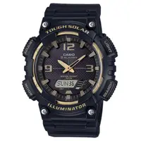 在飛比找蝦皮購物優惠-【CASIO 卡西歐】太陽能雙顯腕錶-黑金( AQ-S810