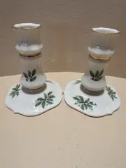 Lenox Holiday Candlestick Holder Holly And Berries With Gold Accents